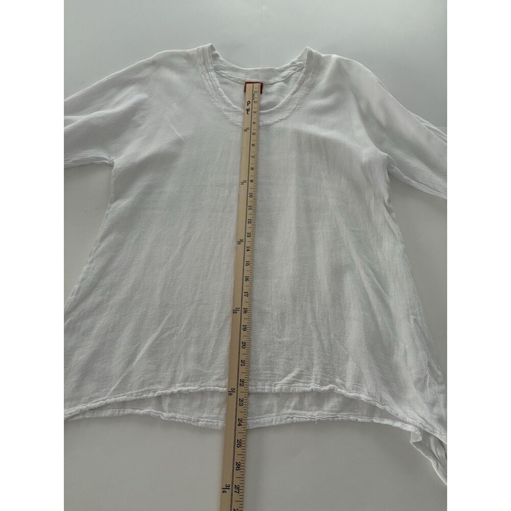 OH MY GAUZE Lana Top Size 1 S/M White Artsy Lagenlook Fairy Beach Ruched Sleeves - Picture 8 of 15